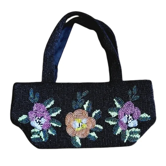 Vintage Christiana Floral Micro Bead Evening Bag - Picture 3 of 11